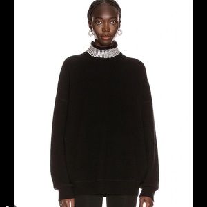 Alexander Wang crystal collar black wool sweater
